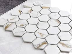 Ilcom Mosaïque Pour Pièce À Vivre|Mosaïque Pour Wc<Mosaïque sur résille pour salle de bain et cuisine en céramique 29.7 cm x 26.2 cm - Gold honey