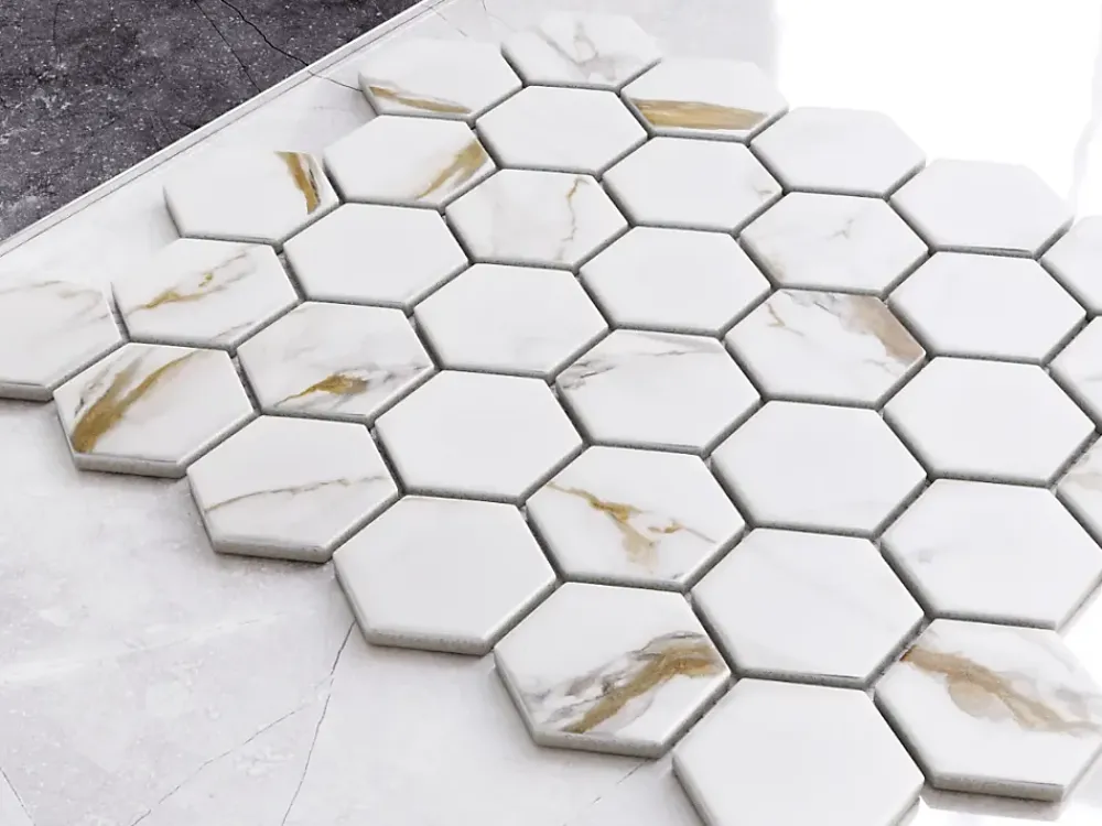 Ilcom Mosaïque Pour Pièce À Vivre|Mosaïque Pour Wc<Mosaïque sur résille pour salle de bain et cuisine en céramique 29.7 cm x 26.2 cm - Gold honey