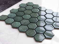 Ilcom Mosaïque sur résille pour salle de bain et cuisine en céramique 29.7 cm x 26.2 cm - Nori hive- Mosaïque Pour Douche|Mosaïque Pour Wc