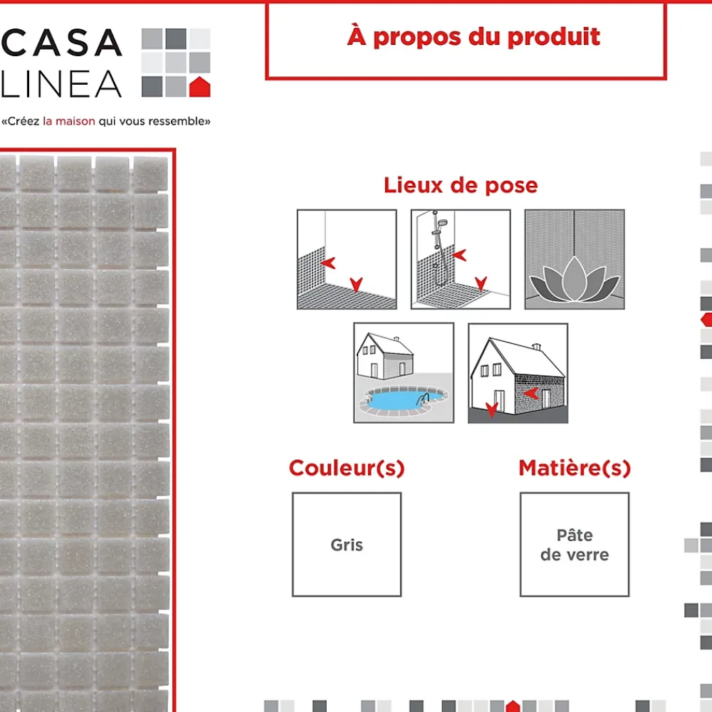 Casa Linéa MOSAÏQUE TAUPE 1 PLAQUE 32,7 x 32,7 CM CASA LINEA- Mosaïque