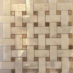 Albedo Pierre Mosaïque Tissage panier en Marbre Blanc - Emperador- Mosaïque Pour Douche