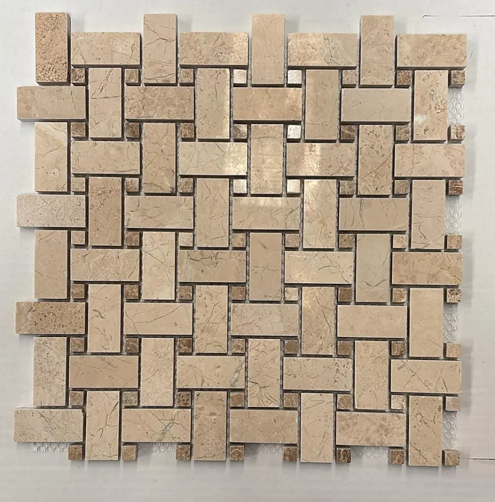 Albedo Pierre Mosaïque Tissage panier en Marbre Beige - Emperador- Mosaïque Pour Douche|Mosaïque