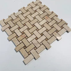 Albedo Pierre Mosaïque Tissage panier en Marbre Beige - Emperador- Mosaïque Pour Douche|Mosaïque