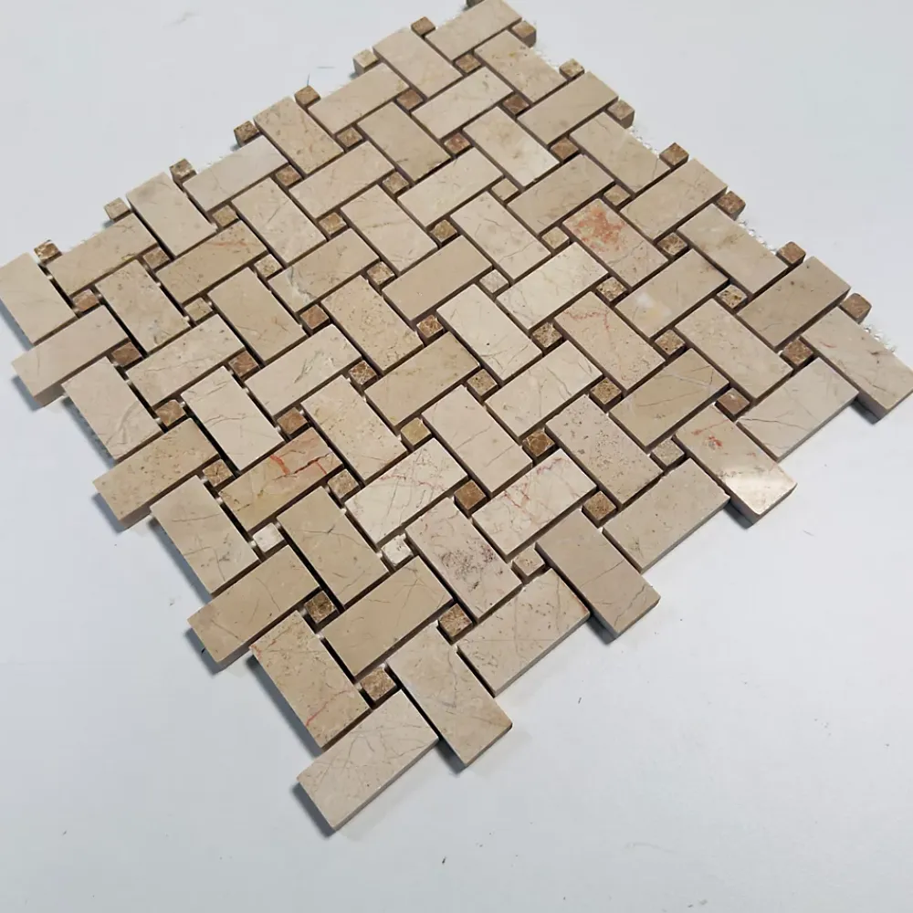 Albedo Pierre Mosaïque Tissage panier en Marbre Beige - Emperador- Mosaïque Pour Douche|Mosaïque