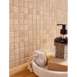 Decoon Mosaïque Travertin - Beige - 2.3 x 2.3 cm- Mosaïque Pour Douche|Mosaïque Pour Salle De Bains