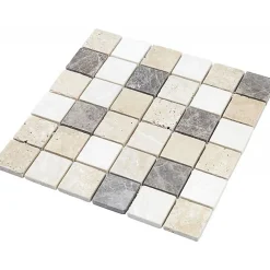 Decoon Mosaïque Pour Douche|Mosaïque<Mosaïque Travertin - Mix Gris - 4.8 x 4.8 cm