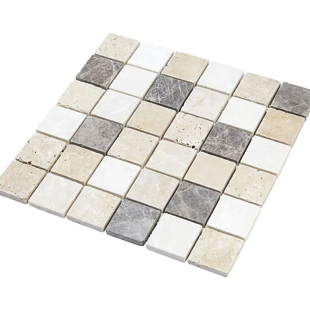 Decoon Mosaïque Pour Douche|Mosaïque<Mosaïque Travertin - Mix Gris - 4.8 x 4.8 cm