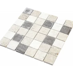 Decoon Mosaïque Pour Douche|Mosaïque<Mosaïque Travertin - Mix Gris - 4.8 x 4.8 cm
