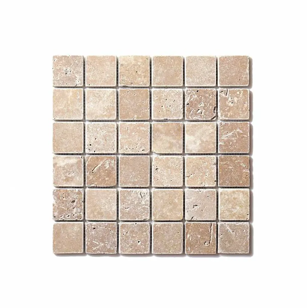 Decoon Mosaïque Pour Douche|Mosaïque Pour Salle De Bains<Mosaïque travertin Noce 4,8x4,8 - plaque de 30x30 cm - 1cm épaisseur