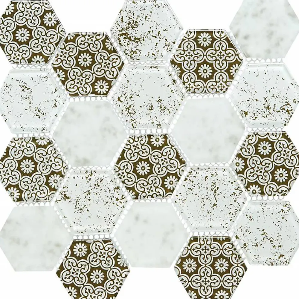 Decoon Mosaïque Verre - Mix Brown Déco - Hexagones- Mosaïque Pour Wc