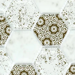 Decoon Mosaïque Verre - Mix Brown Déco - Hexagones- Mosaïque Pour Wc