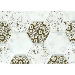 Decoon Mosaïque Verre - Mix Brown Déco - Hexagones- Mosaïque Pour Wc