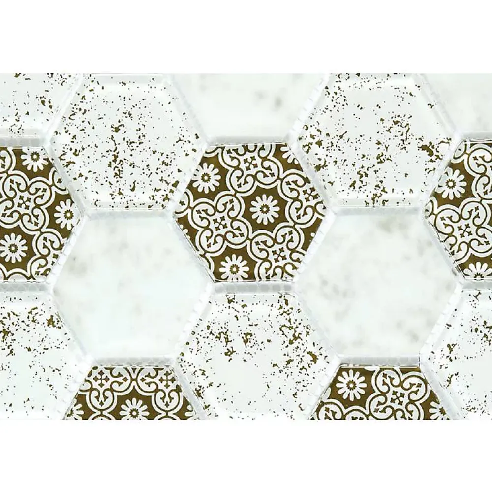Decoon Mosaïque Verre - Mix Brown Déco - Hexagones- Mosaïque Pour Wc