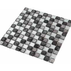 Decoon Mosaïque Verre - Mix Gris - 2.3 x 2.3 cm- Mosaïque Pour Pièce À Vivre|Mosaïque Pour Salle De Bains