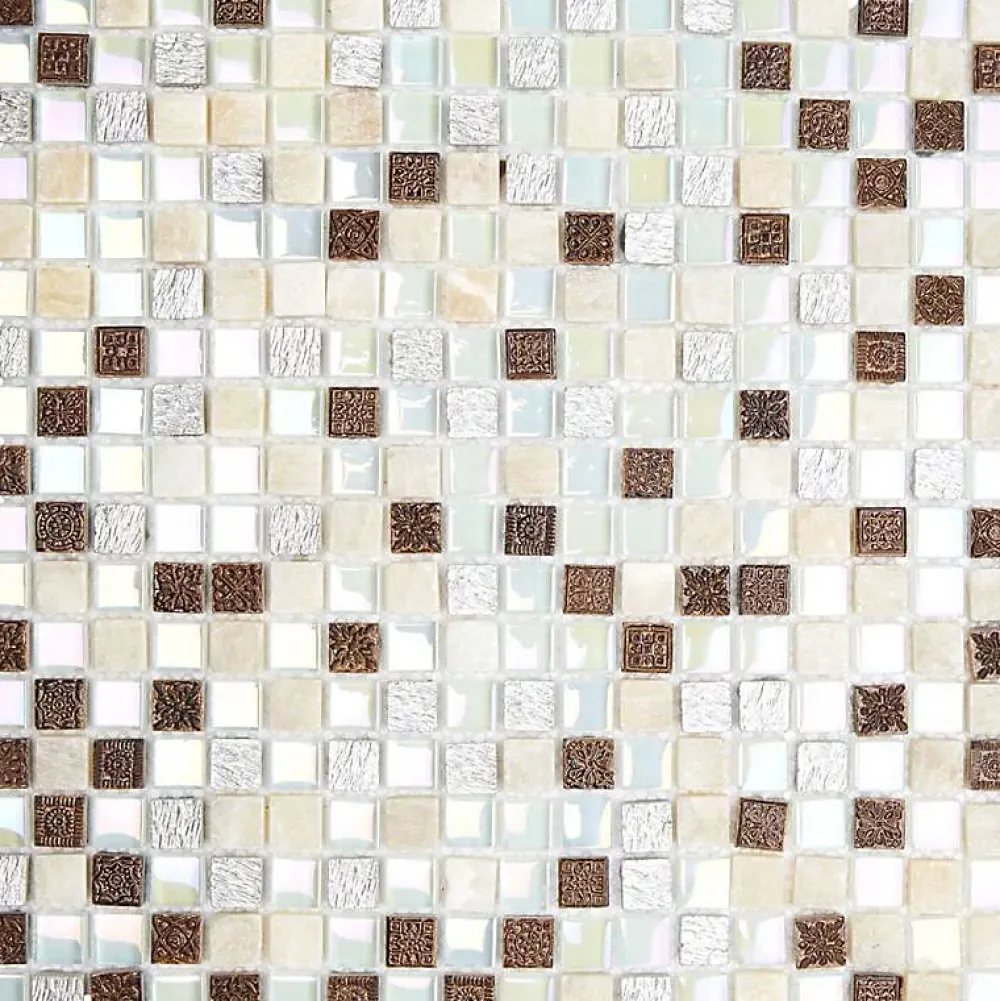 Decoon Mosaïque Verre / Pierre - Nacre - 1.5 x 1.5 cm- Mosaïque Pour Douche