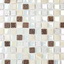 Decoon Mosaïque Verre / Pierre - Nacre - 1.5 x 1.5 cm- Mosaïque Pour Douche
