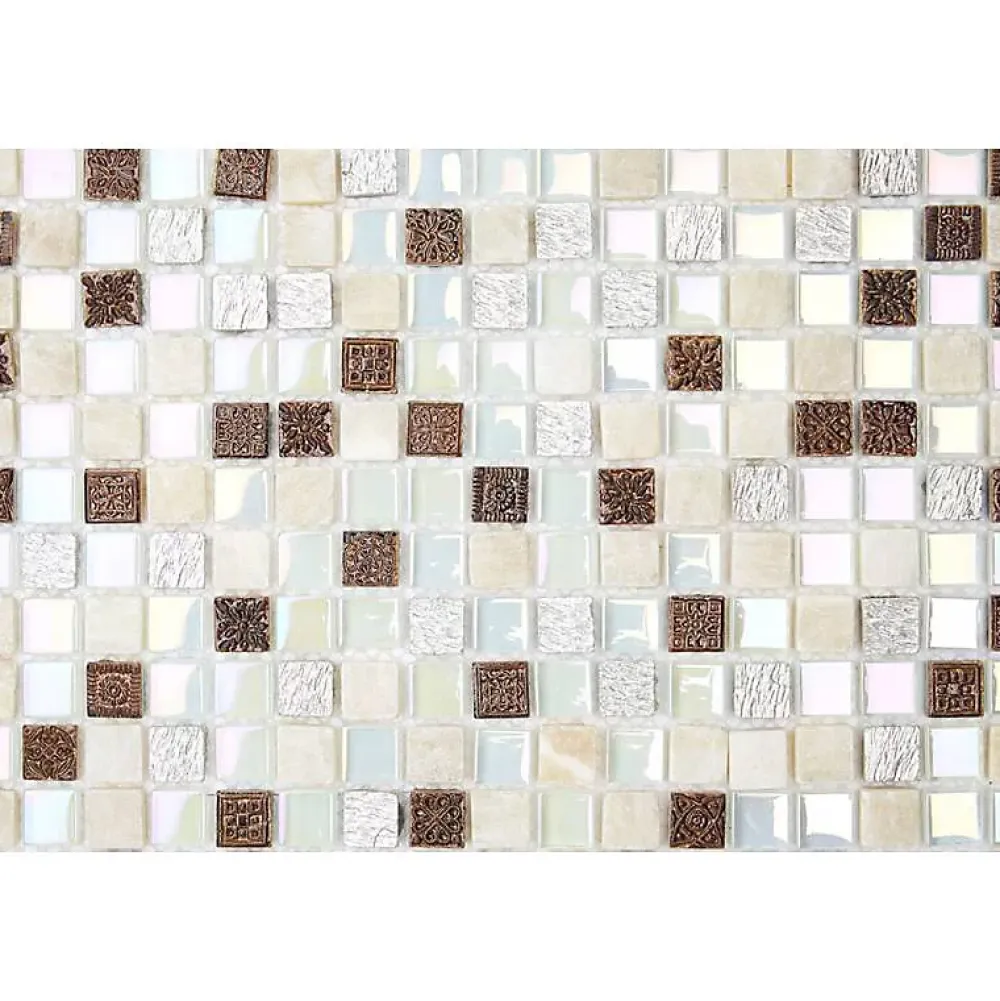 Decoon Mosaïque Verre / Pierre - Nacre - 1.5 x 1.5 cm- Mosaïque Pour Douche