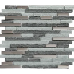 GoodHome Mosaïque Pour Douche|Mosaïque Pour Wc<Mosaïque verre gris 30x30cm Foxe