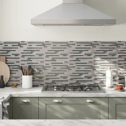 GoodHome Mosaïque Pour Douche|Mosaïque Pour Wc<Mosaïque verre gris 30x30cm Foxe