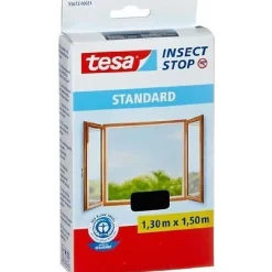 Tesa Moustiquaire Pour Porte-Fenêtre<Moustiquaire - - Standard - 1,3 m x 1,5 mm - Noir - Fixation auto agrippante