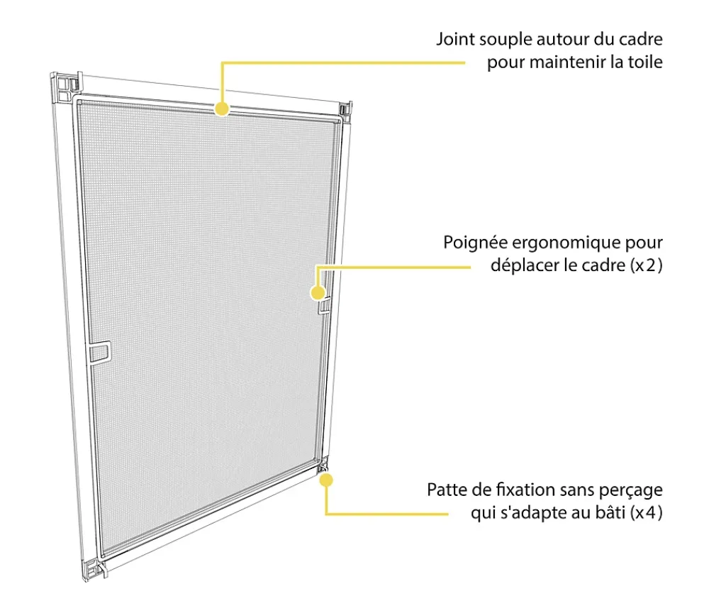 Avosdim Moustiquaire cadre recoupable 85 x 85cm blanc - Toile fibre de verre- Moustiquaire Pour Fenêtre