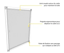 Avosdim Moustiquaire Pour Fenêtre<Moustiquaire cadre recoupable 130 x 150cm blanc - Toile fibre de verre