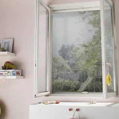 KOCOON Moustiquaire de fenêtre enroulable en aluminium blanc L.125 x h.150 cm- Moustiquaire Pour Fenêtre