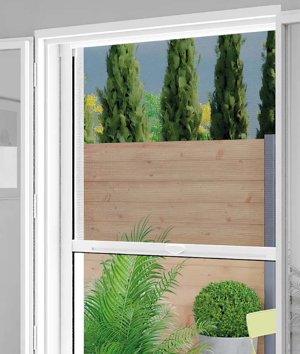 KOCOON Moustiquaire de fenêtre enroulable en aluminium blanc L.125 x h.150 cm- Moustiquaire Pour Fenêtre