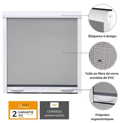 Volet-Moustiquaire Moustiquaire enroulable pour fenêtre ALU H.170 x L.160 cm, coloris Blanc- Moustiquaire Pour Fenêtre