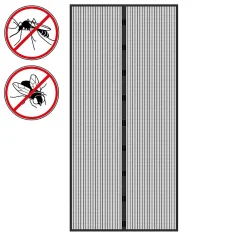 ECD Germany Moustiquaire porte 100x210cm noir montage adhésif sans perçage ni vissage anti insectes- Moustiquaire Pour Porte