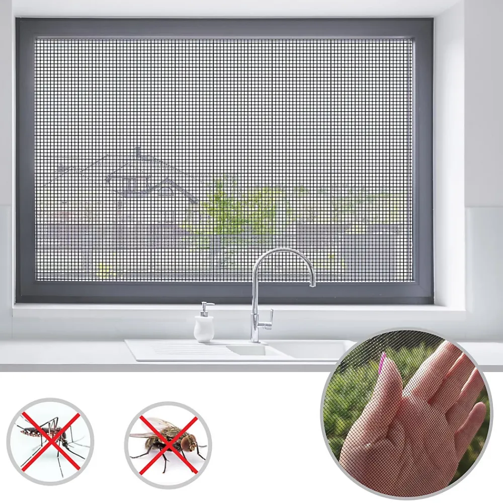 Floordirekt Moustiquaire Pour fenêtre et porte Ultra résistant Noir Largeur 1,0 m Longueur 15 mètres -- Moustiquaire De Lit