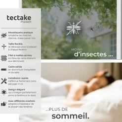 Tectake Moustiquaire Pour Fenêtre<Moustiquaire pour Fenêtres Découpe individuelle sans percer ni visser