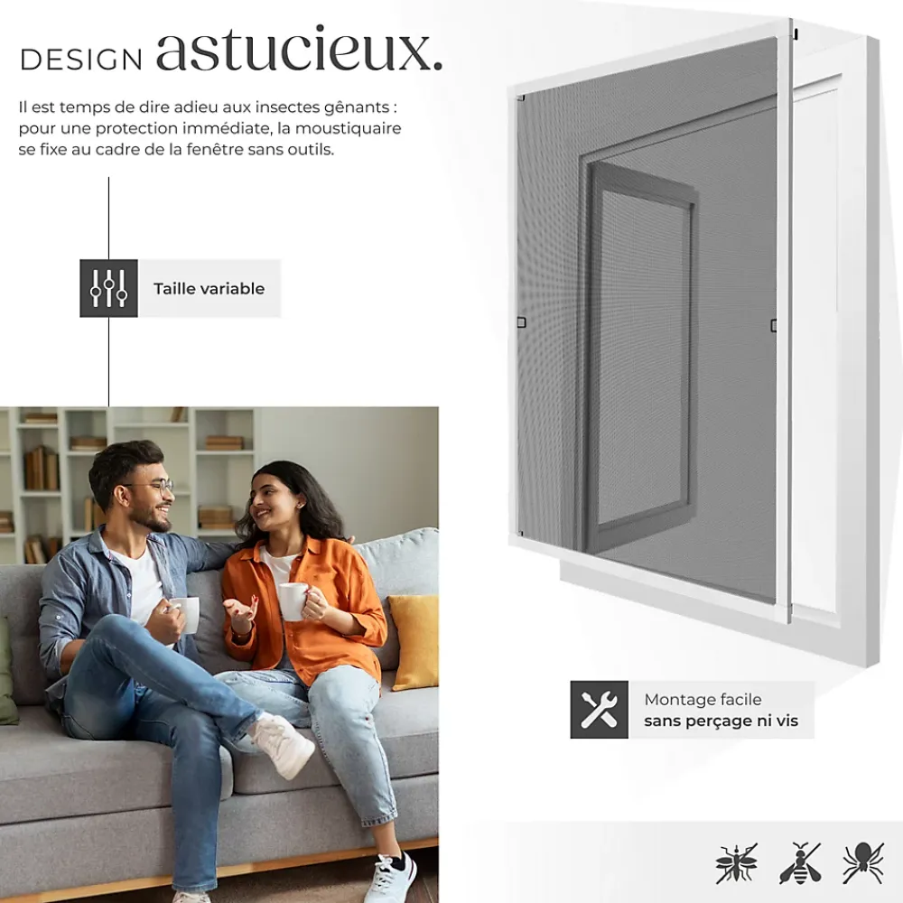 Tectake Moustiquaire Pour Fenêtre<Moustiquaire pour Fenêtres Découpe individuelle sans percer ni visser