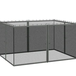 Outsunny Moustiquaire pour tonnelle barnum polyester nylon 3 x 4 m gris foncé- Moustiquaire Pour Tonnelle Et Pergola