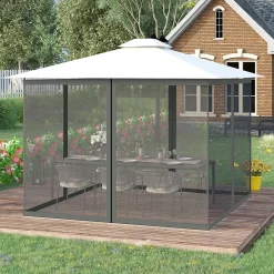 Outsunny Moustiquaire pour tonnelle barnum polyester nylon 3 x 4 m gris foncé- Moustiquaire Pour Tonnelle Et Pergola