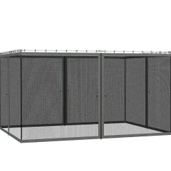 Outsunny Moustiquaire pour tonnelle barnum polyester nylon 3 x 4 m gris foncé- Moustiquaire Pour Tonnelle Et Pergola