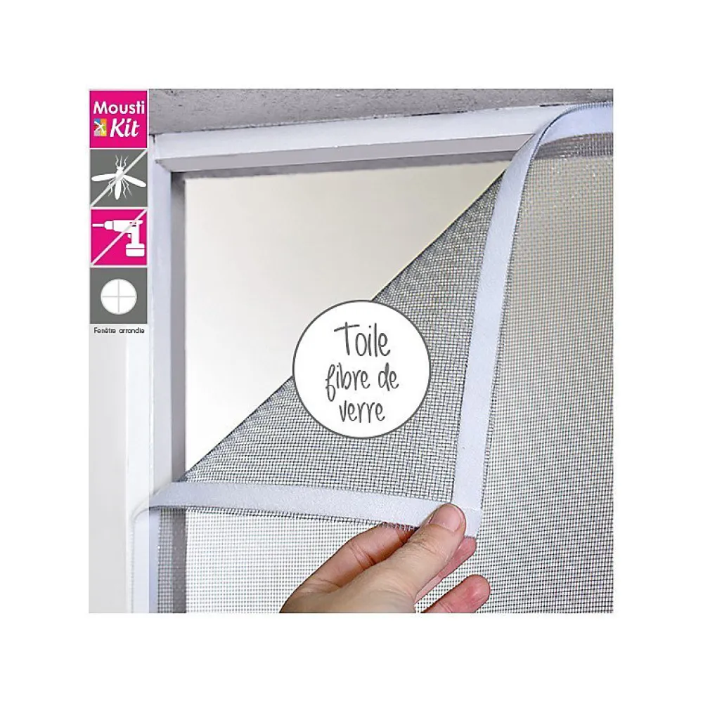 Moustikit Moustiquaire Souple auto-agrippante fibre de verre 120 cm x 150 cm - Gris -- Moustiquaire Pour Fenêtre