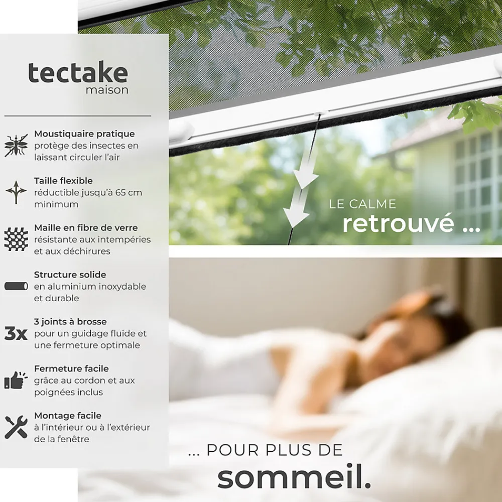 Tectake Moustiquaire store pour fenêtre en Aluminium Découpe individuelle- Moustiquaire Pour Fenêtre
