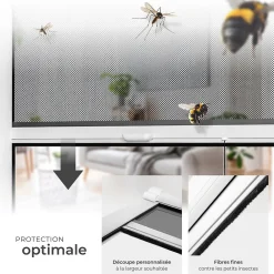 Tectake Moustiquaire store pour fenêtre en Aluminium Découpe individuelle- Moustiquaire Pour Fenêtre
