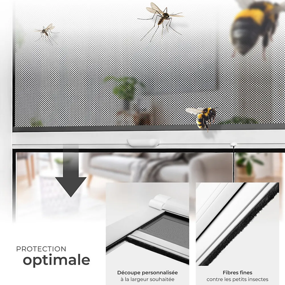 Tectake Moustiquaire store pour fenêtre en Aluminium Découpe individuelle- Moustiquaire Pour Fenêtre