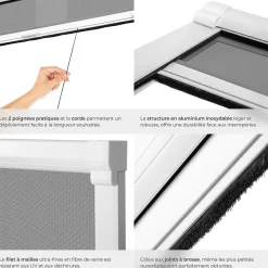Tectake Moustiquaire store pour fenêtre en Aluminium Découpe individuelle- Moustiquaire Pour Fenêtre