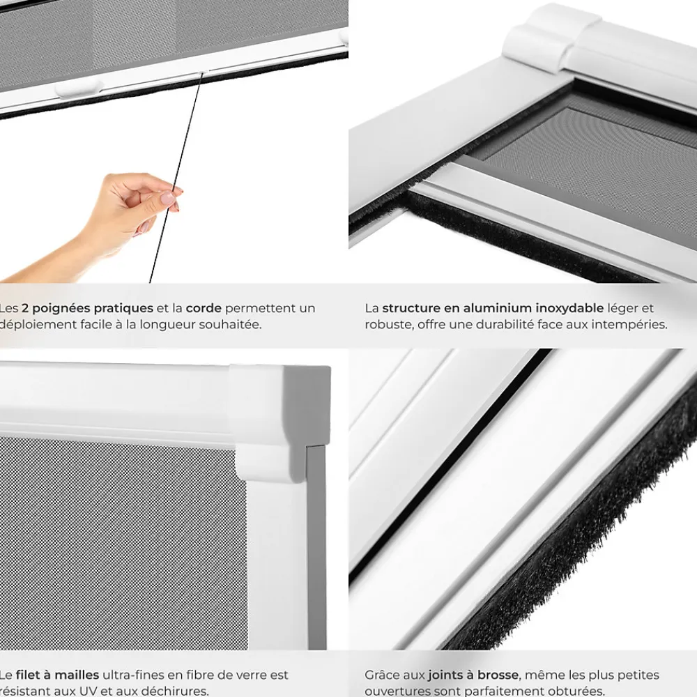 Tectake Moustiquaire store pour fenêtre en Aluminium Découpe individuelle- Moustiquaire Pour Fenêtre