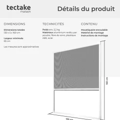 Tectake Moustiquaire store pour fenêtre en Aluminium Découpe individuelle- Moustiquaire Pour Fenêtre