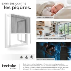 Tectake Moustiquaire store pour fenêtre en Aluminium Découpe individuelle- Moustiquaire Pour Fenêtre