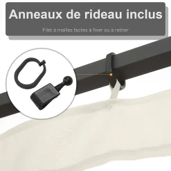 Outsunny Moustiquaire Pour Tonnelle Et Pergola<Moustiquaires pour tonnelle barnum 3 x 4 m - lot de 4 moustiquaires zippées + crochets d'attaches - polyester nylon