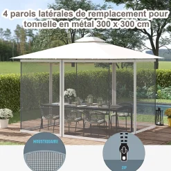 Outsunny Moustiquaire Pour Tonnelle Et Pergola<Moustiquaires pour tonnelle barnum pavillon de jardin 3x3m nylon noir