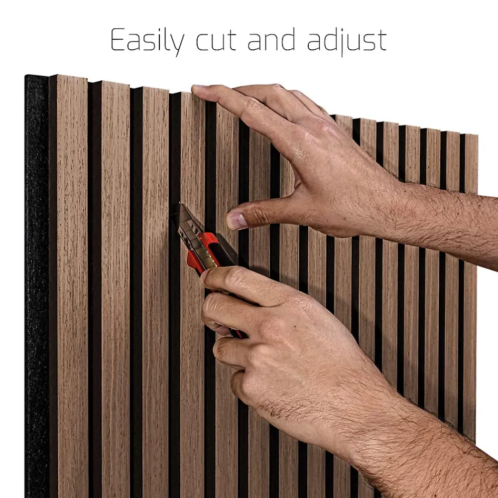 Frankystar Panneau Tasseau Bois<Mozart - Lot de 2 panneaux acoustiques à lattes en bois 235x60 cm, marron clair