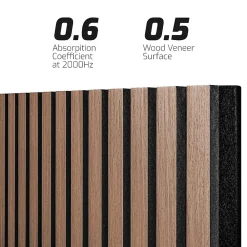 Frankystar Panneau Tasseau Bois<Mozart - Lot de 2 panneaux acoustiques à lattes en bois 235x60 cm, marron clair