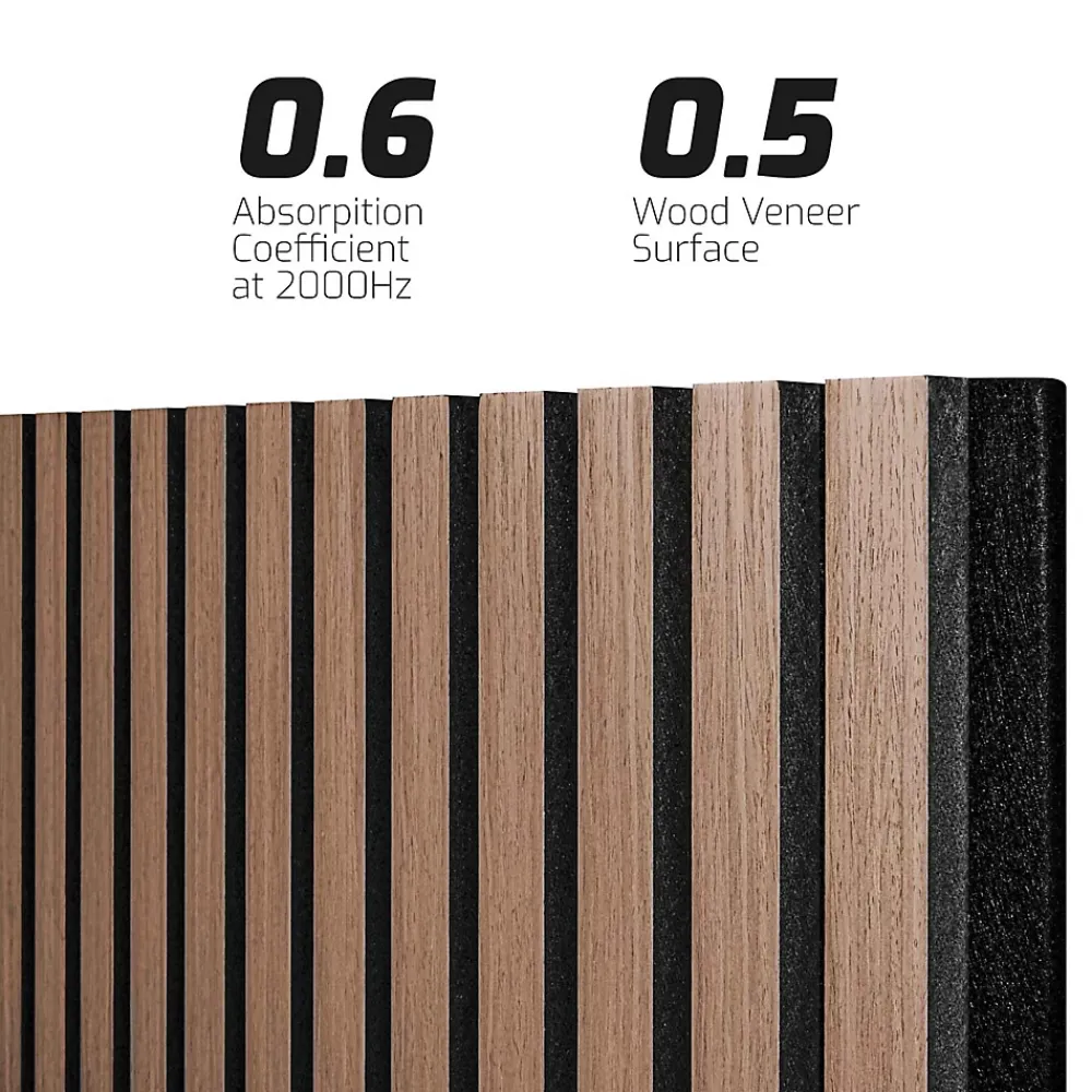 Frankystar Panneau Tasseau Bois<Mozart - Lot de 2 panneaux acoustiques à lattes en bois 235x60 cm, marron clair