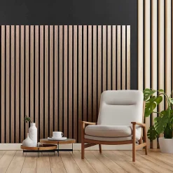 Frankystar Panneau Tasseau Bois<Mozart - Lot de 2 panneaux acoustiques à lattes en bois 235x60 cm, marron clair